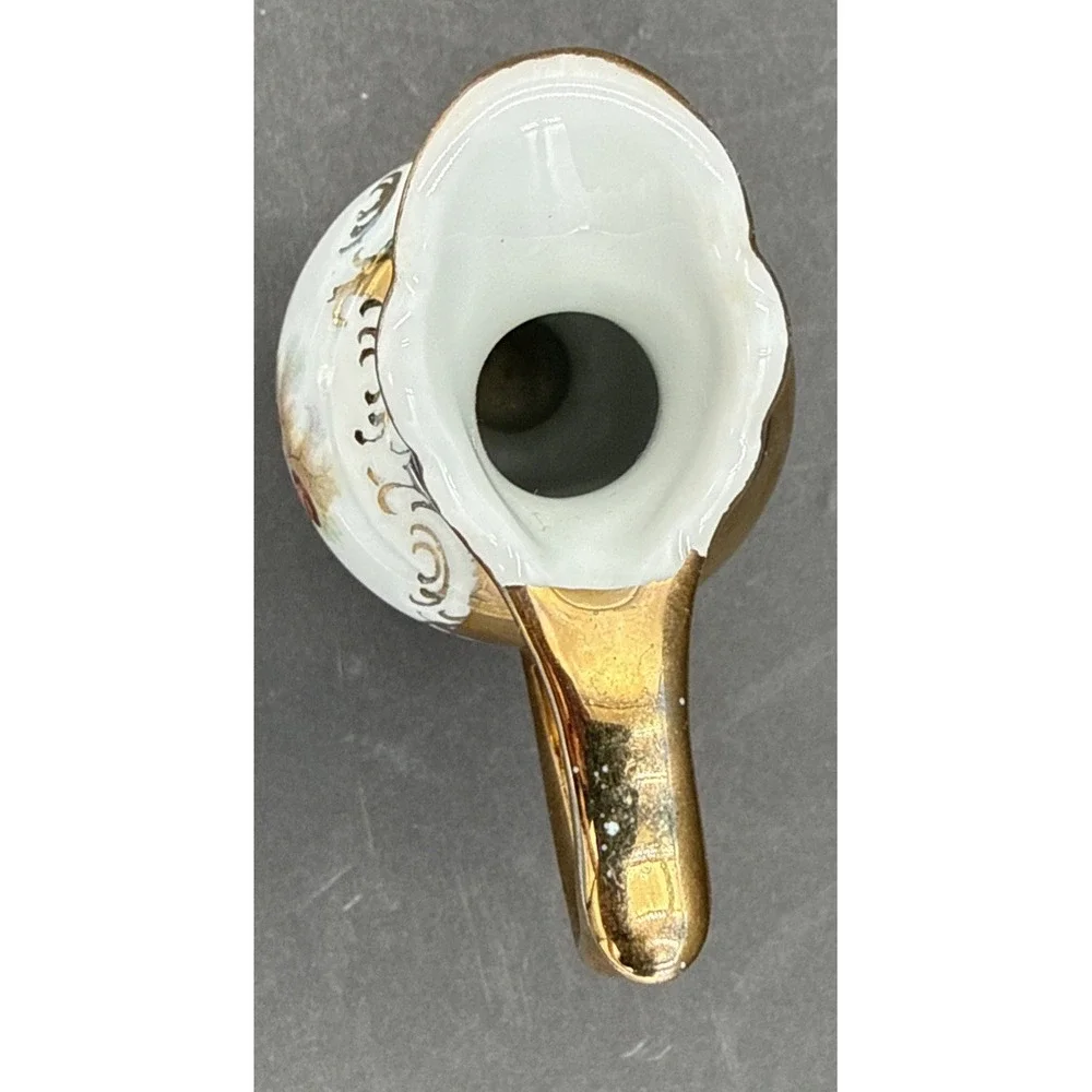 Vintage STW Bavaria Germany Miniature Ewer Pitcher Courting Scene Gold